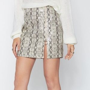 Faux Leather Snake Skirt